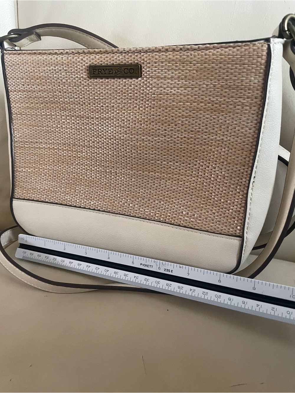 FRYE AND CO. Cream and Natural Woven Crossbody